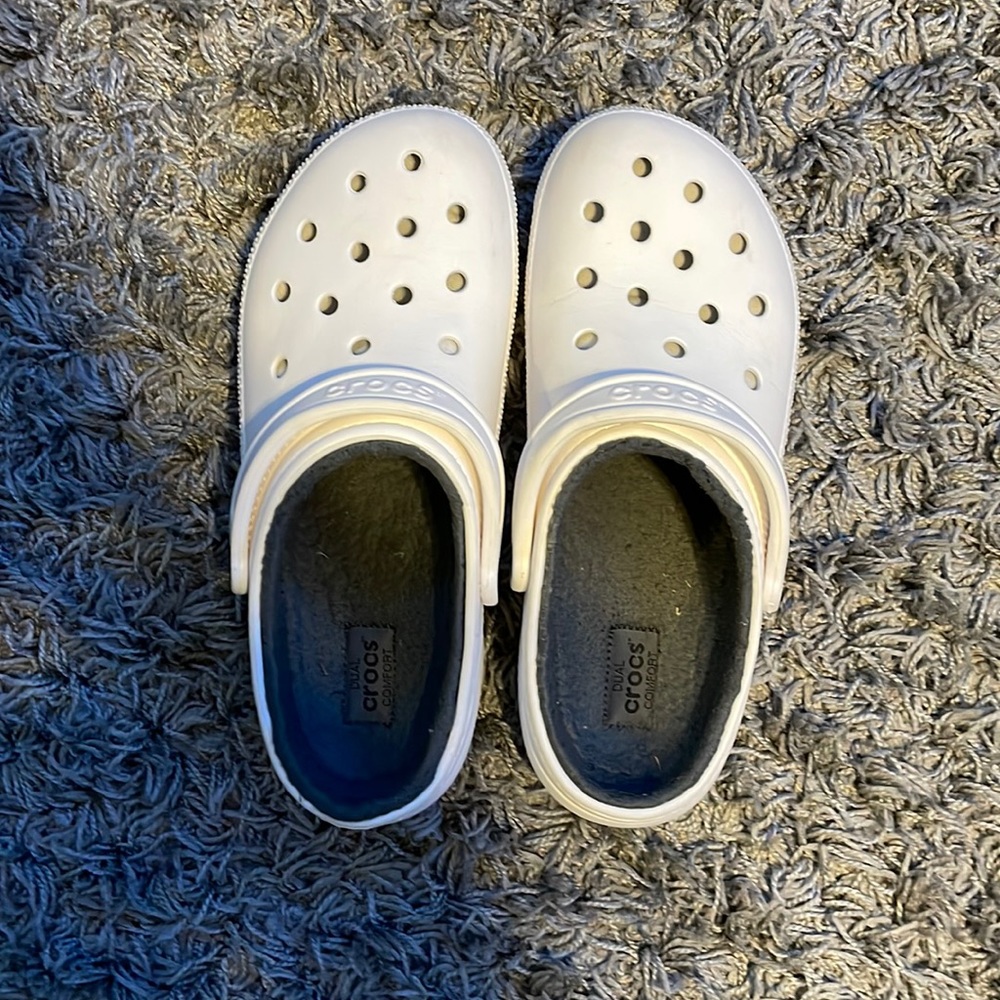 White Fur Crocs